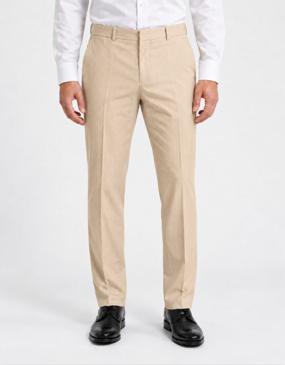 NORDSTROM Men's Trim Fit Dress Pants 38R Beige Pinstriped Stretch NWT